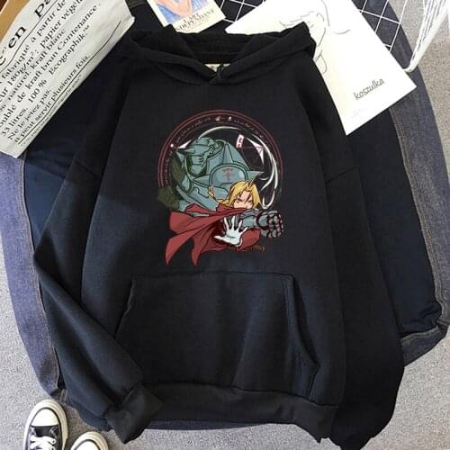 Japan Anime Fullmetal Alchemist Hoodies Harajuku Cartoon Edward Elric And Alphonse Elric Graphic Fashion Casual Sweatshirt Men