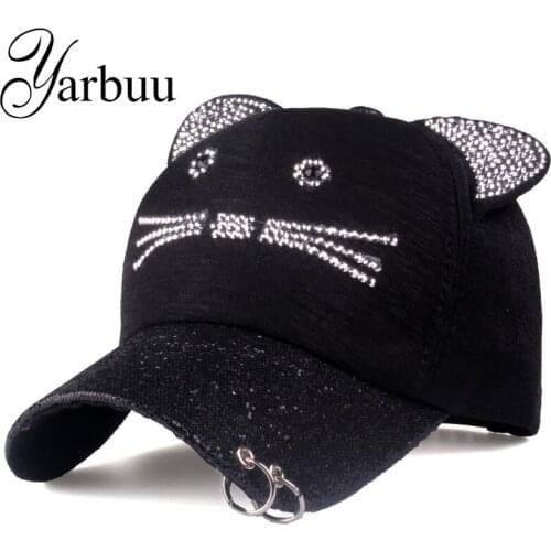 [YARBUU]Brand Baseball Cap 2017 peaked cap Lady sun cap women cat caps high quality casual snapback hat rhinestone hat