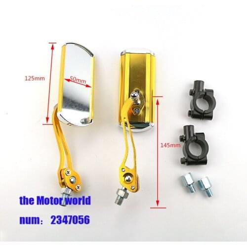 Gold Universal Motorcycle Rear View Mirrors Moped Scooter Motorbike Side Mirror Round Clockwise 360 Degree Convex