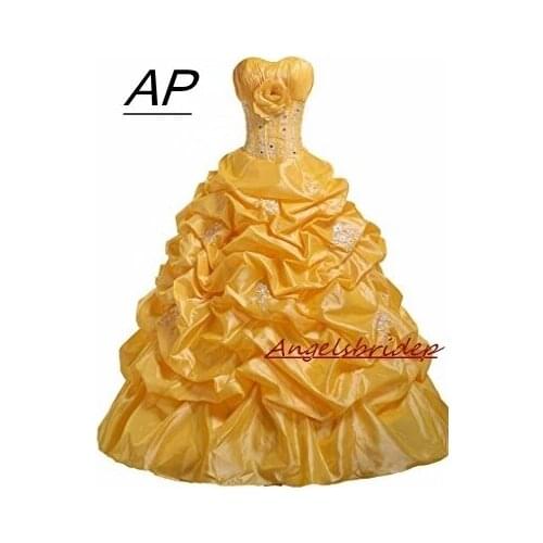 ANGELSBRIDEP Yellow Sweet 16 Ball Gown Quinceanera Dresses 2021 Distinctive Thorax flower Organza Vestidos De Debutante Gown Hot