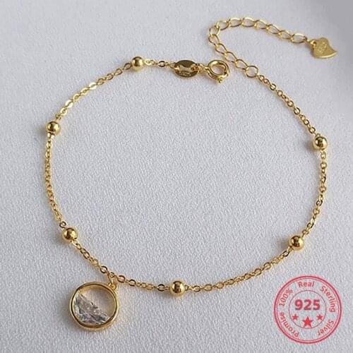 Sterling Silver 925 Fashion Simple Zicon Water Wave Beads Chain Links Bracelets Womens Fine Jewellery