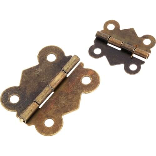 12Pcs/lot 4 Holes Hinges Butterfly shape Antique Bronze Jewelry Chest Gift Box Wood Cabinet Door Window Furniture with screws