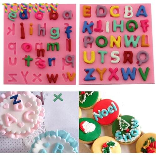 2pcs/lot Capital and Small English Letters Fondant Alphabet letter silicone mold 3D chocolate Mould Cake Decorating Tools