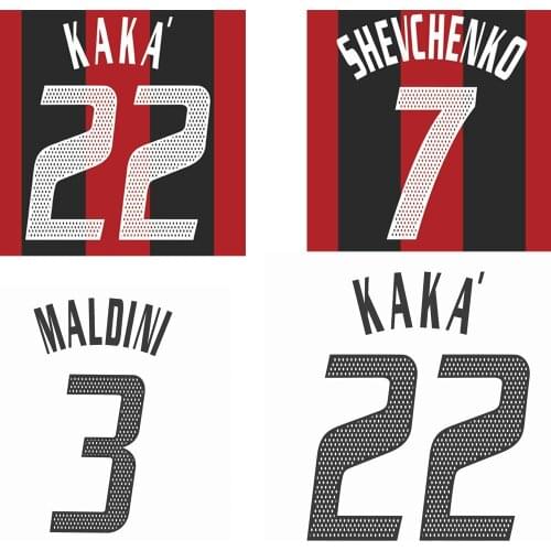 2002-2004 AD Nameset KAKA Rui Costa Rivaldo Maldini Inzaghi Kaladze SHEVCHENKO Printing Customzie Name Set Any Name Number