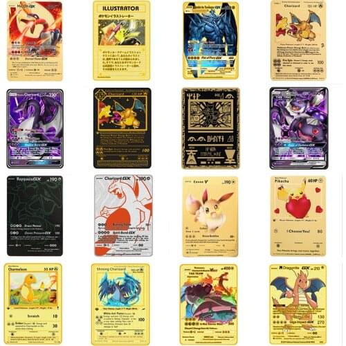31Pcs Pokemon Gold Silver Black Card VMAX Best Selling Children Battle English Japanese Version Game Tag Team Shining Metal Card