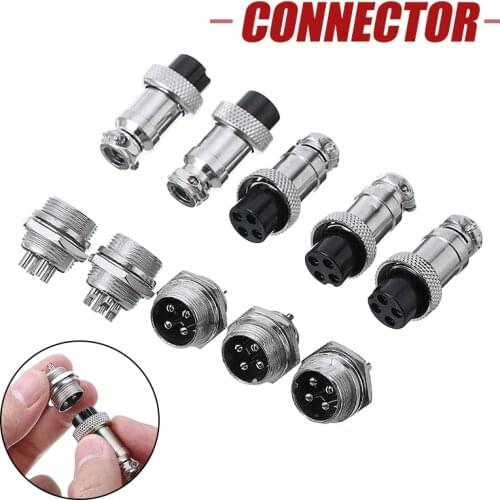 5 Pairs Metal Male Aviation Socket + Female Aviation Plug GX16 250V 15A 4 Pin Aviation Panel Connector Set