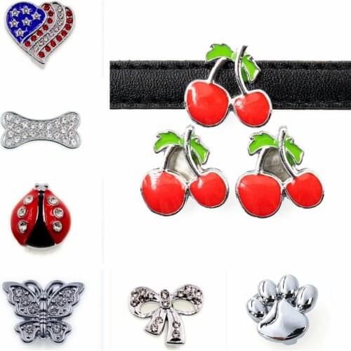 5Pcs/Lot 10mm Slide Charms For Bracelet Making Women Jewelry Crystal Slide Charms Flower DIY Pet Collar Choker Necklace Keychain