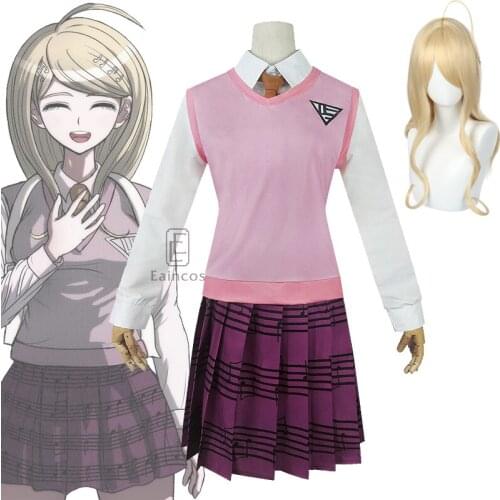 Anime Danganronpa V3 Akamatsu Kaede COSPLAY Costume Wigs Halloween Party Women Dress JK School Uniform