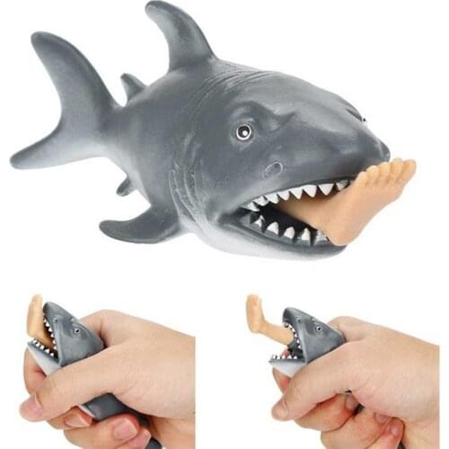 Anti Stress Toys Plastic Shark with Foot Hanging Out Stress Reliever Squeeze Trick Novelty Gag Practical Jokes Christmas Gift