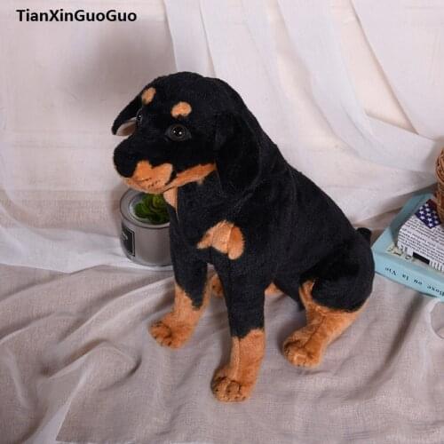 Large 50cm squatting Rottweiler dog plush toy doll throw pillow birthday gift h2303