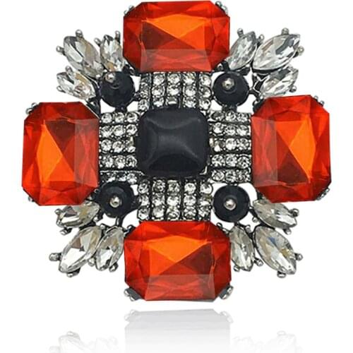 Earofcorn Large Crystal Cross Brooches for Women Jewelry Peacock Fashion Vintage Resin Pin Party Wedding Clothing Accessories