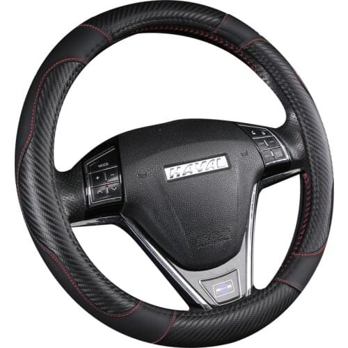 38CM PU Leather+Carbon Fiber Steering Wheel Cover Car-styling for Great Wall Haval Hover H1 H3 H6 H2 H5 C50 C30 Auto Accesorioss