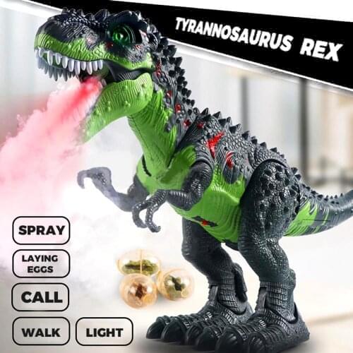 Dinosaur Tyrannosaurus Rex Animal Remote Control Sounds Dinobot Electric Walking Animals Toy Laying Eggs Spray Toys