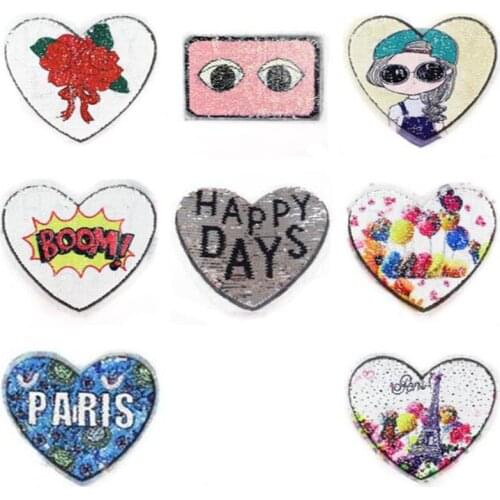 Reversible Sequins Sew On Patches for clothes DIY Coat Sweater Embroidered Paillette Patch Applique