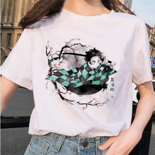 Kimetsu No Yaiba Kawaii T-shirt Women Japanese Anime Demon Slayer T Shirt Female Ulzzang Harajuku Shirt 90s Cartoon Graphic tees