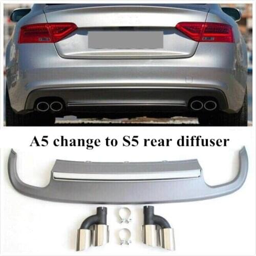 1 Set Rear Diffuser Lip For A5 S5 4 Doors 2013-2016 Stainless Steel Exhaust tips For S5 Rear Bumper Lip Car Styling