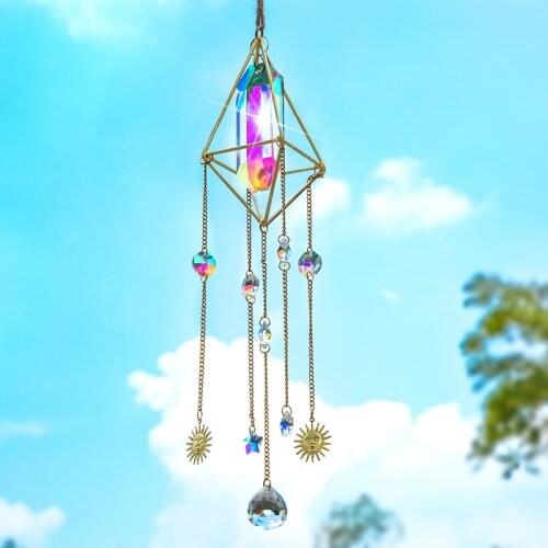 H&D Crystal Window Hanging Prism Suncatcher Ornament Rainbow Catcher Wall Art Drops Home Garden Decor Collections Fairy Gift