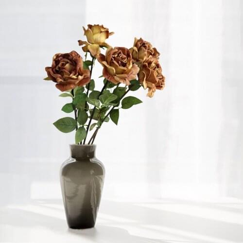 8 Pcs Artificial Black Rose Bouquet Halloween Single Branch Simulation Curling Rose Flower Wedding Decor Home Simulation Rose