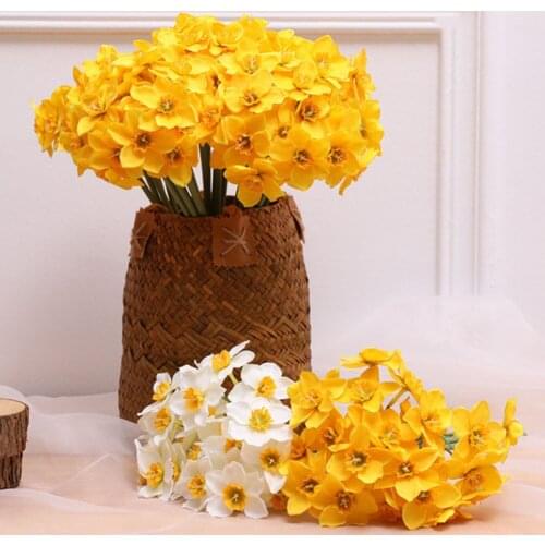 6pcs/Lot Artificial Simulation Narcissus Flower Living Room Window Decor Fake Flowers Home Room Wedding Scene Decor 2020