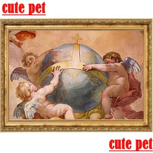 DiamondPainting angel Religion DIY Diamond Mosaic Wallpaper No Frame CrossStitch Diamond Embroidery Round Rhinestones Decoration