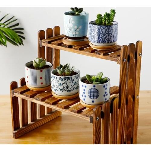 Modern New Style Succulent Ceramic Flower Pot Nordic Planter Simple Straight Black and White Geometric Figure Flower Bowl