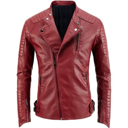 Short PU Leather Motorcycle Jacket Men Autumn Winter Fashion Stand-up Collar Simple Sports Male Clothes Thicken Windproof Coats