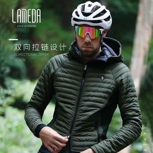 LAMEDA Mens Winter Cycling Jersey Double Zipper Fleece Fleece Mountain Road Bike Windproof Warm Breathable Jacket Equipment