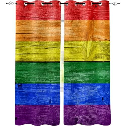 Lgbt Pride Rainbow Wood Window Treatments Curtains Valance Window Curtains Dark Outdoor Kitchen Drapes Floral Decor Kids Window
