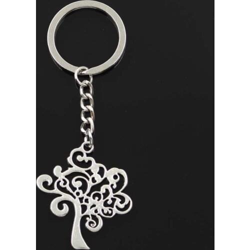 Fashion Peace Tree 42x37mm Pendant 30mm Key Ring Metal Chain Bronze Silver Color Men Car Gift Souvenirs Keychain Dropshipping