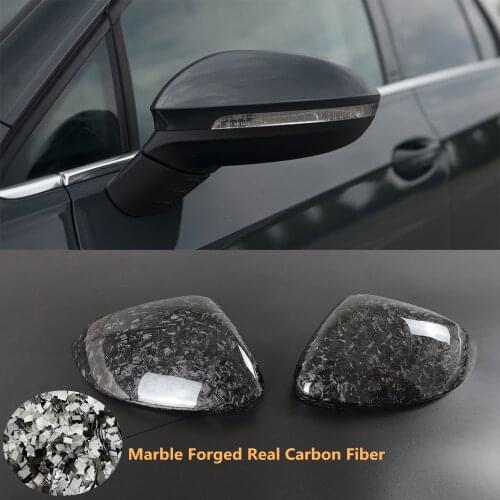 Marble Real Forged Carbon Fiber mirror cover car rearview side mirror caps For VW Volkswagen Golf 8 MK8 GTE GTD GTI R-line New