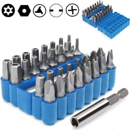 33PCS/lot Security Bit Set with Magnetic Tamper Proof Torx Spanner Screwdriver Star Hex Holder Rod Extension Bits set durable