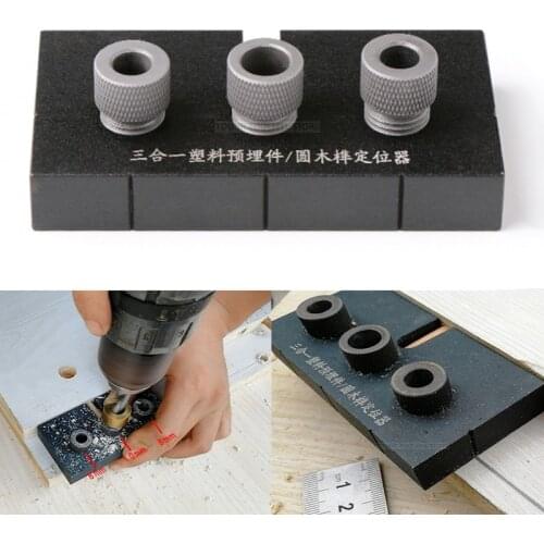 Woodworking Drill Guide Set Pocket Hole Locate Punch Jig Kit roundwood hole locator 6/8/10mm Doweling Jig