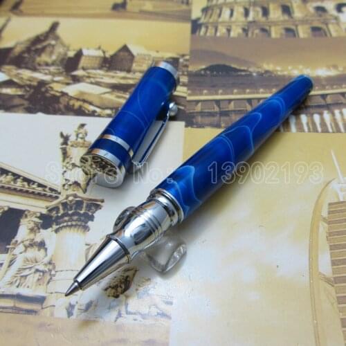 New pen fuliwen stationary Magic Blue Acrylic case roller ball Pen with gift box Coffee Black Optional