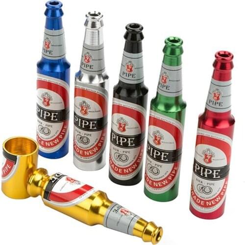 5 Colors Portable Metal Cigarette Holder Creative Mini Beer Bottle Tobacco Filter Smoking Appliance Clean Grinder Gifts for Men