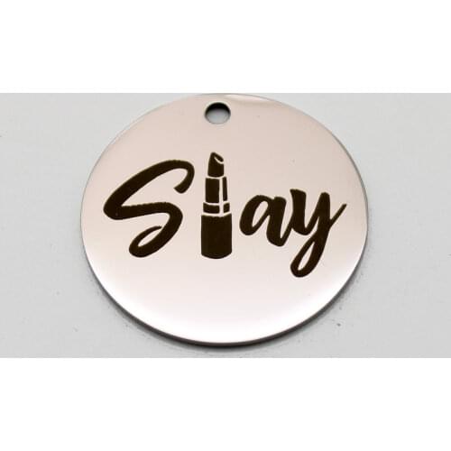 Slay Lipstick Make Up Charm Classy Sassy Girl Stainless Steel Charms Pendant High Polish Mirror Surface Pendant