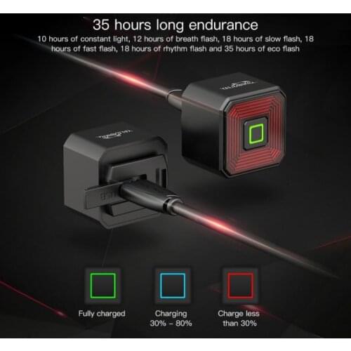 Smart Bike Tail Light Intelligent LED Brake Sensor Bicycle Light USB Rechargeable MTB Taillight 6 Mode Cycling Warning Rear Lamp