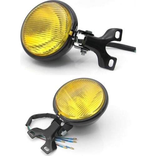 652F 35W 12V Universal Retro Metal Motorcycle Headlight Round with Holder Electroplate Silver Vintage Bracket Head Lamp For