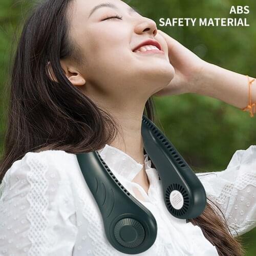 Summer Air Cooling Neck Fan Leafless Hanging Neck Fan Bladeless Ventilator USB Rechargeable Neckband Fans Air Cooler Outdoor