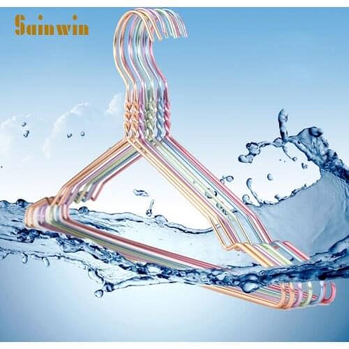 Sainwin 10pcs/lot 41cm Non-slip Nnon-trace Aluminium Alloy Clothes Hanger Metal Hangers For Clothes