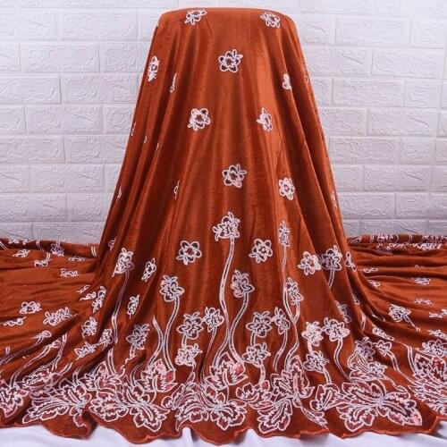 Zhenguiru Orange Sequin Velvet Cloth New Arrival African Lace Fabric Embroidery Beautiful Nigerian Fabric For Women Party A2015