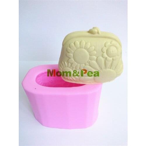 Mom&Pea 0008 Free Shipping Coin Purse Shaped Silicone Soap Mold Cake Decoration Fondant Cake 3D Mold Food Grade Silicone Mould
