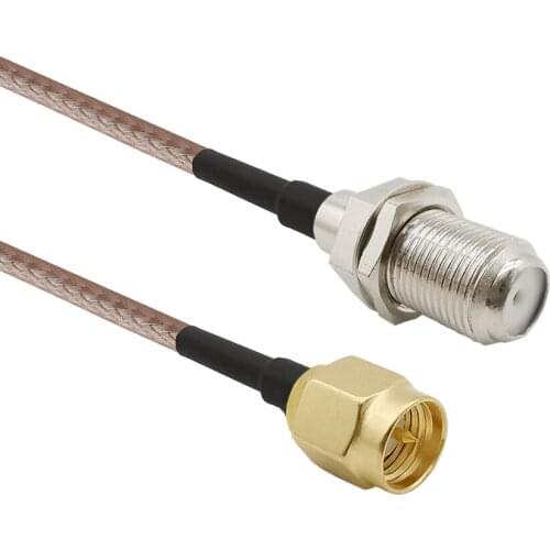 100Pcs F TV Female Jack bulkhead to SMA Male Plug Straight RF Jumper pigtail Cable RG316 SMA to F Connector RF Cable