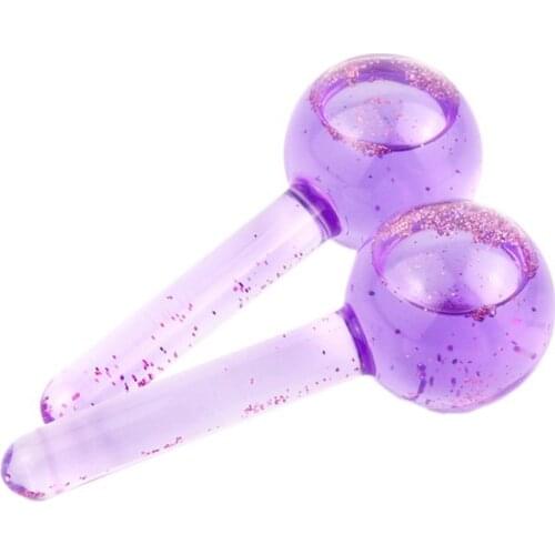 2Pcs Beauty Ice Hockey Face Massage Skin Care Crystal Glass Beauty Ball Ice Wave Stick
