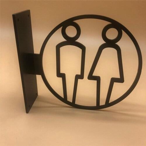 3D Side Mount Wc Signs Door Sticker Men & Women Restroom Toilet Sign Doorplate Tips Guide Creative Signage Acrylic Plaque