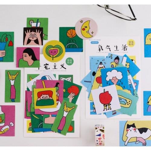 40pcs/Pack Cute Strange Planet Series Stickers Decoration Scrapbooking Album DIY Flakes Stationery Japanese Diary Stickers