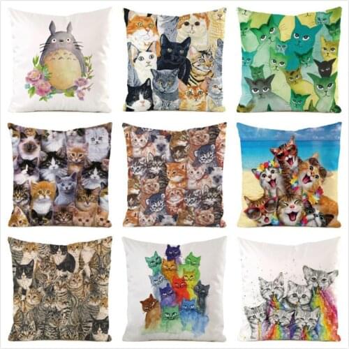 45cm*45cm **Cats** Inimitated Silk Fabric Throw Pillow Covers Couch Cushion Cover Home Decorative Pillows Pillow Case