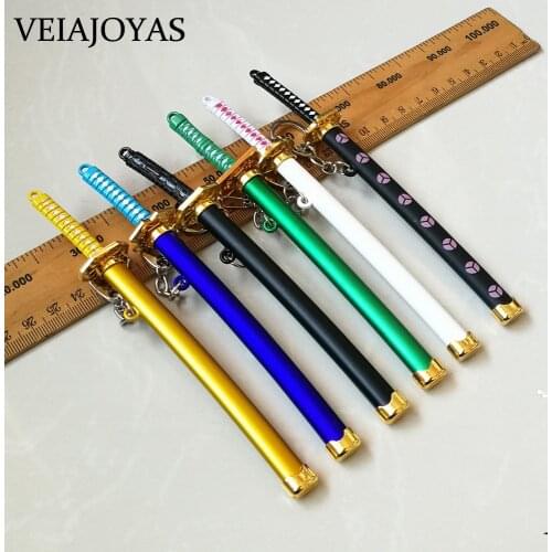 7set Anime One Piece Roronoa Zoro Swords with Scabbard Weapon Keychains One Piece Alloy Charms Key Chain Car Keyrings Souvenir