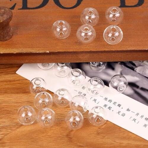 800pcs 9 size for choose transparent double hole round glass ball globes necklace pendants handmade essential oil jewelry beads
