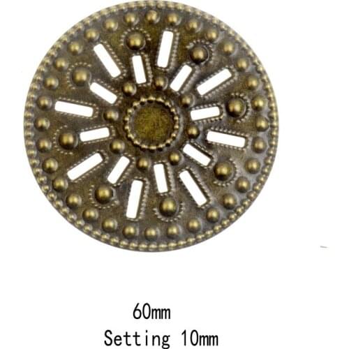 Free shipping Retail 4Pcs Antique Bronze Filigree Cabochon Settings Wraps Connectors Crafts Gift Decoration DIY Findings 60mm