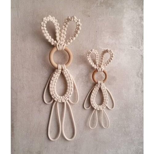 Hand made cotton thread knitting baby rabbit toy key chain hanging decoration photo setting props home decoration